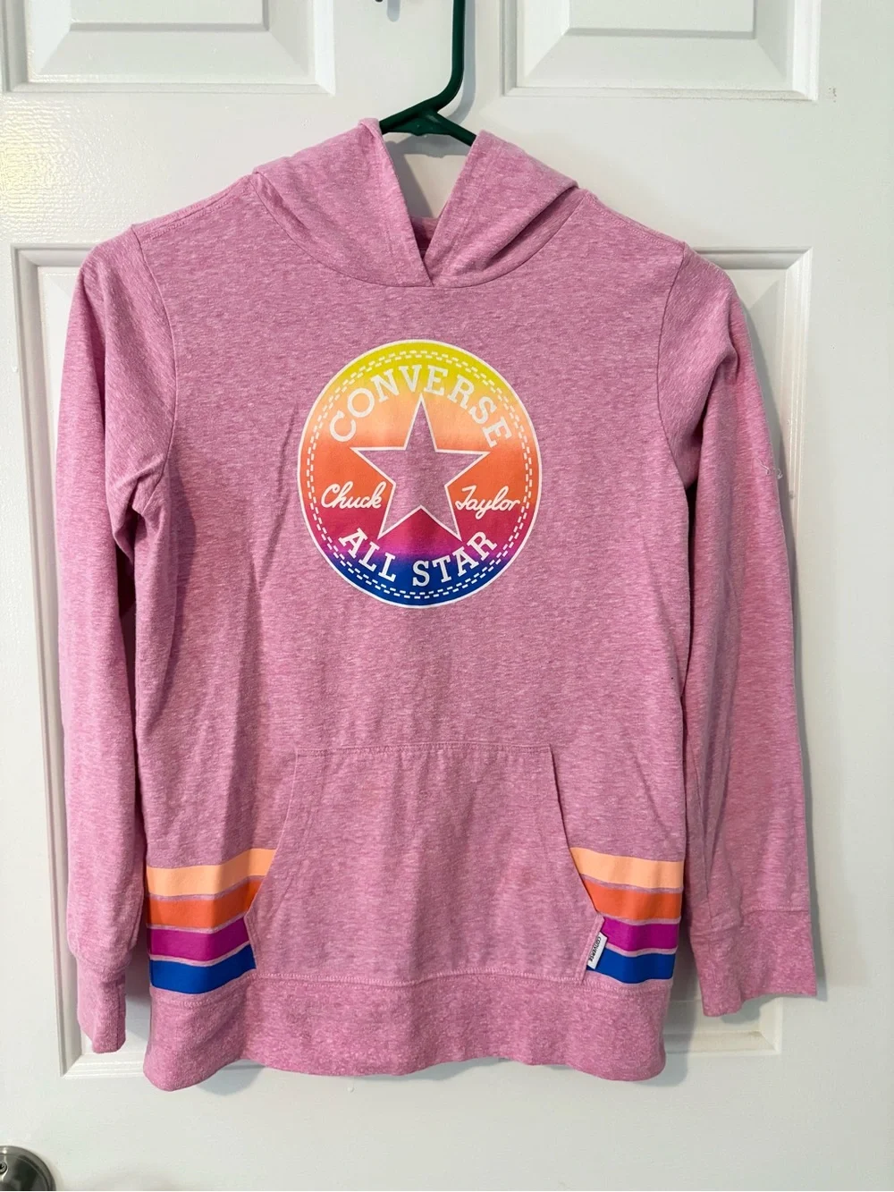 Converse All Star Rainbow Logo sporty Hoodie Y2K Pink Youth Large school fall